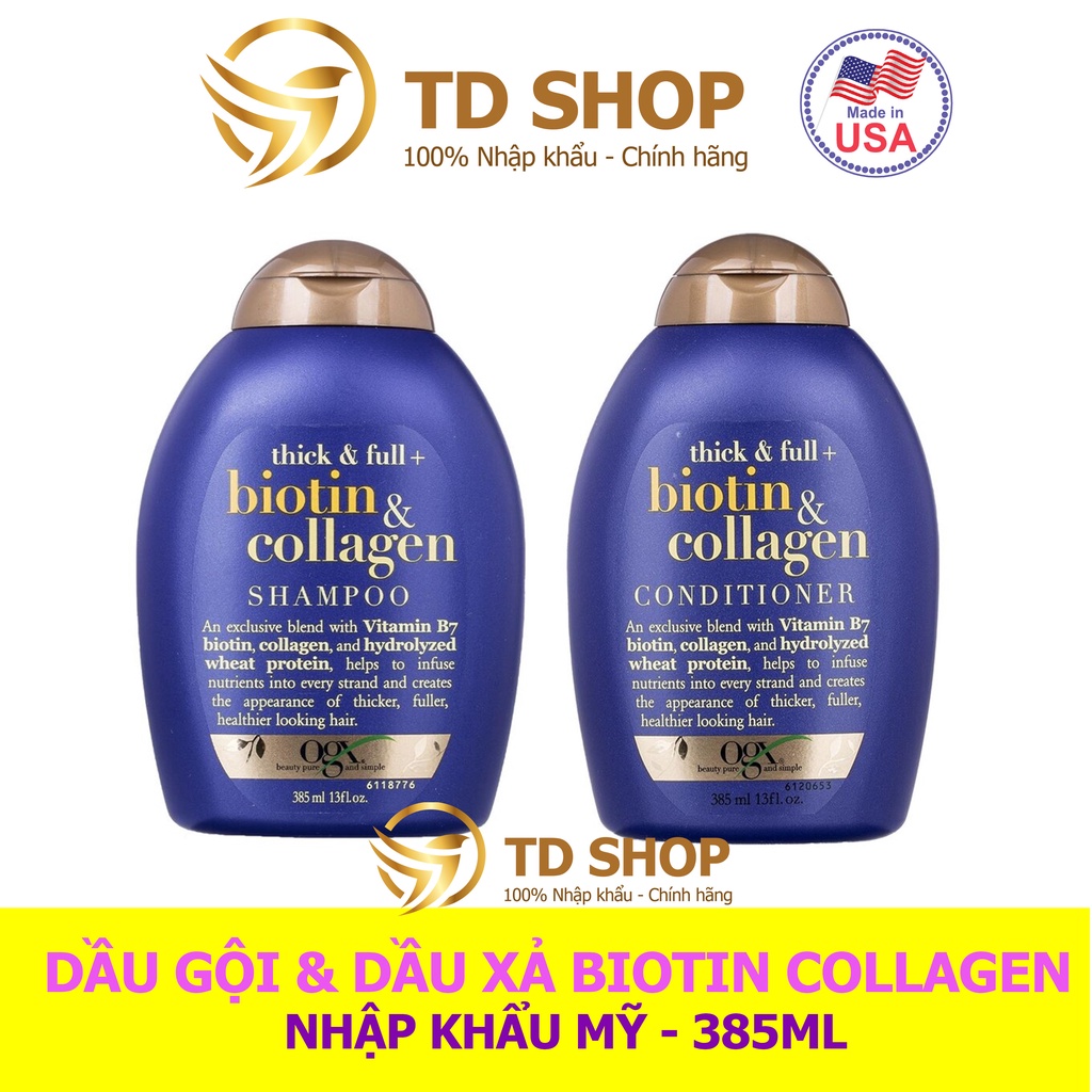 [NK Mỹ] Bộ Dầu Gội Xả Biotin Collagen Ogx 385ml Chính Hãng