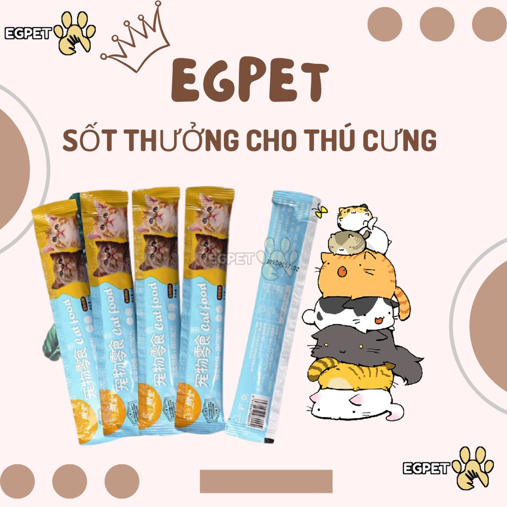 Súp thưởng, bổ sung dinh dưỡng, vitamin,mượt lông, tăng cân, vỗ béo cho mèo- thanh 15G