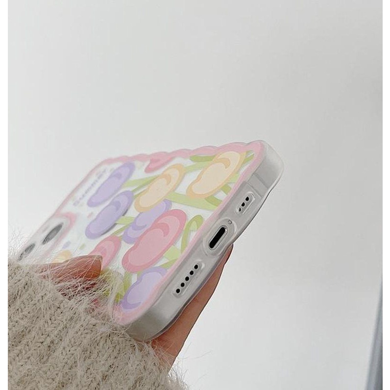 Ốp điện thoại  trong lượn sóng hoa tulip 6/6s/6plus/6splus/7/7plus/8/8plus/xs/11/12/13/14/Pro/Plus/Promax TLS32