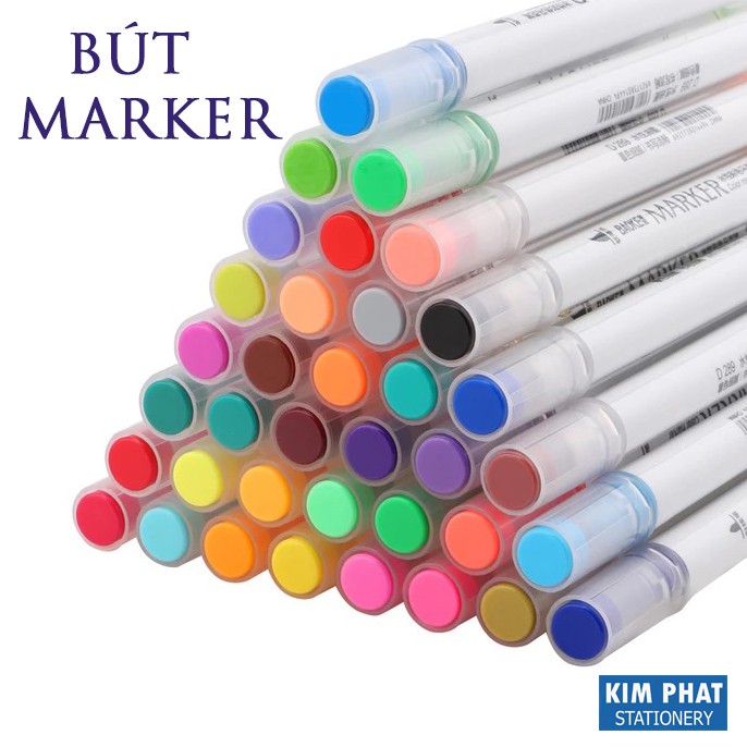 Bút màu Marker 2 đầu cao cấp hộp nhựa BAOKE