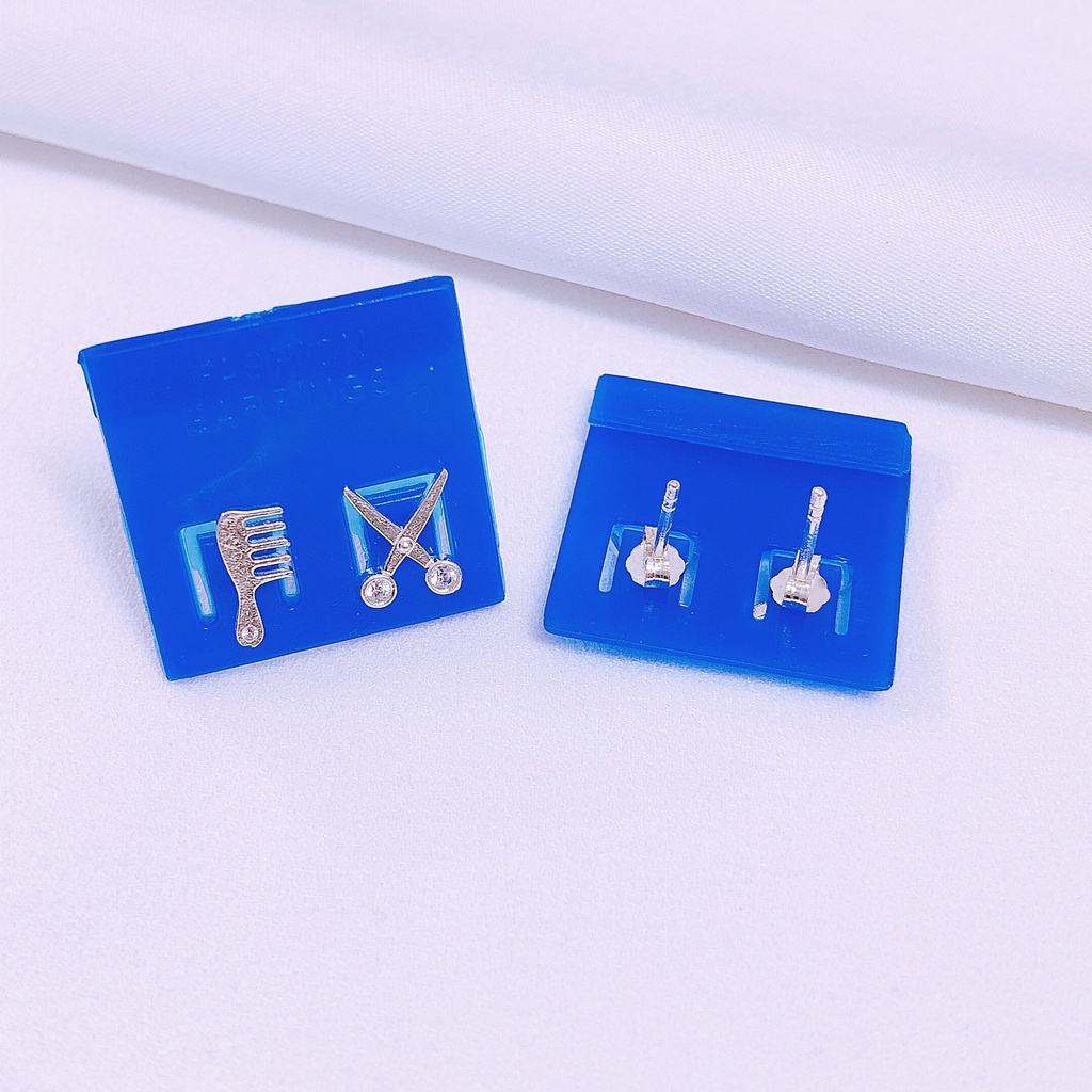 Bông tai kéoo lược xinh xắn - LINH'S MIU SILVER - Bông tai nữ bạc ta