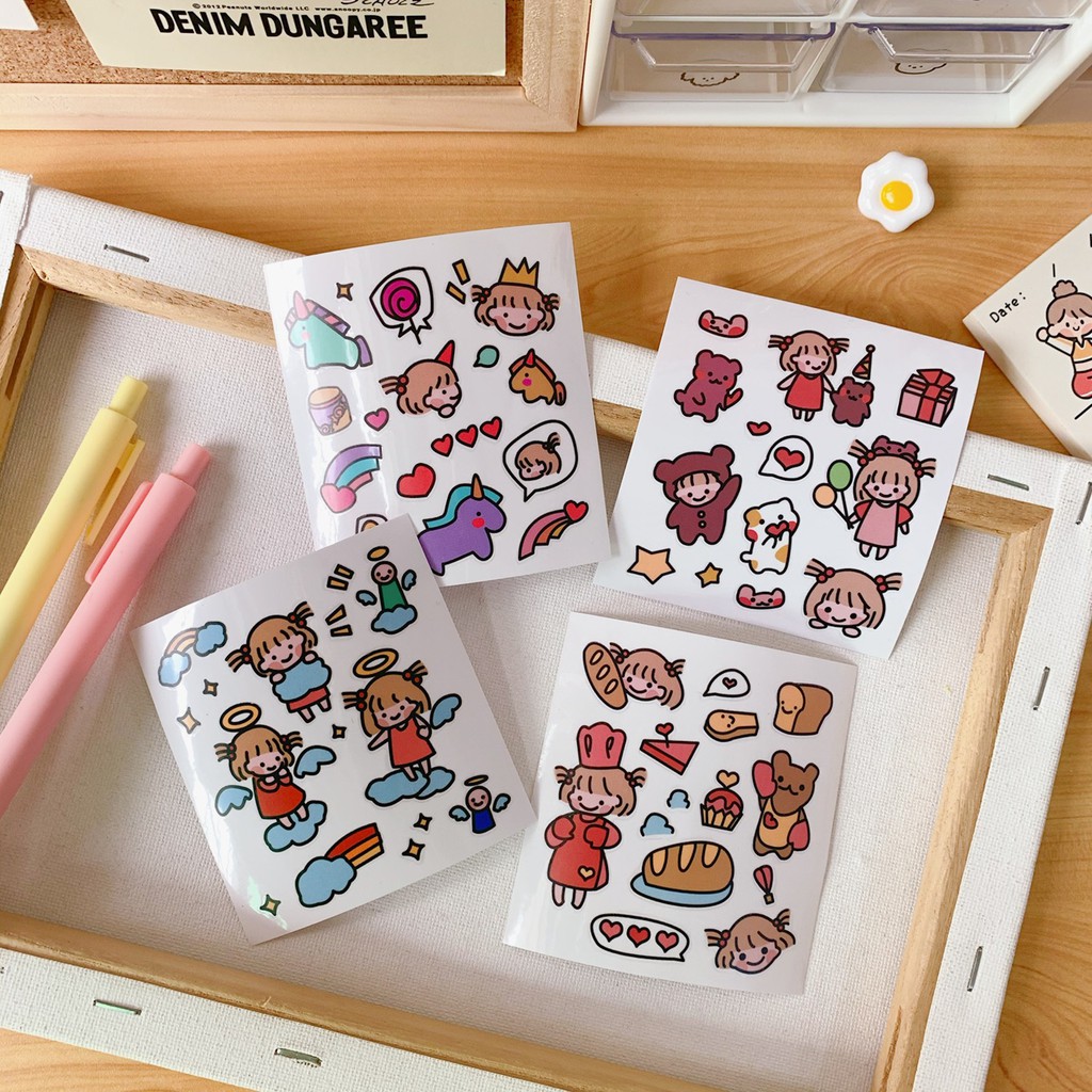 Sticker Hình Dán Cô Bé Siêu Cấp Đáng Yêu