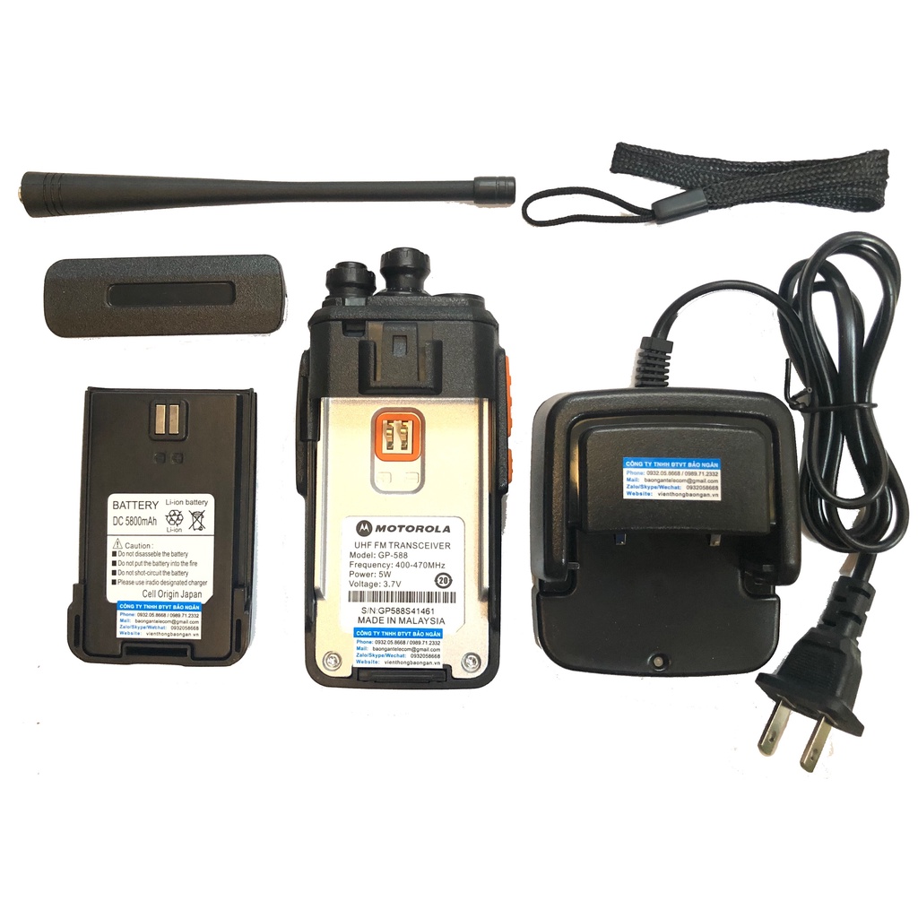 Bộ đàm motorola GP588 - 2 Chế Độ Sạc, Giá Rẻ, Siêu Bền, Bảo Hành 12 Tháng