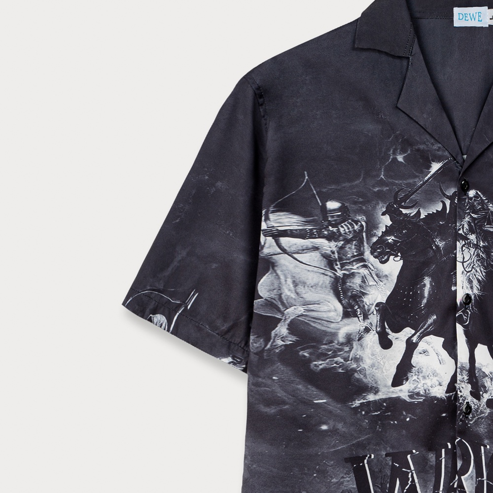 Áo sơ mi ngắn tay Dewens, vải lụa chéo nhập khẩu chống nhắn thoáng mát, hoạ tiết WARRIORS - Dewens Cuban Shirt