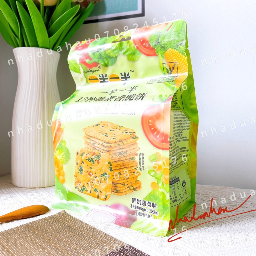 Bánh ăn kiêng/ bánh lạt rau củ Wingoo Hongkong gói 208gam