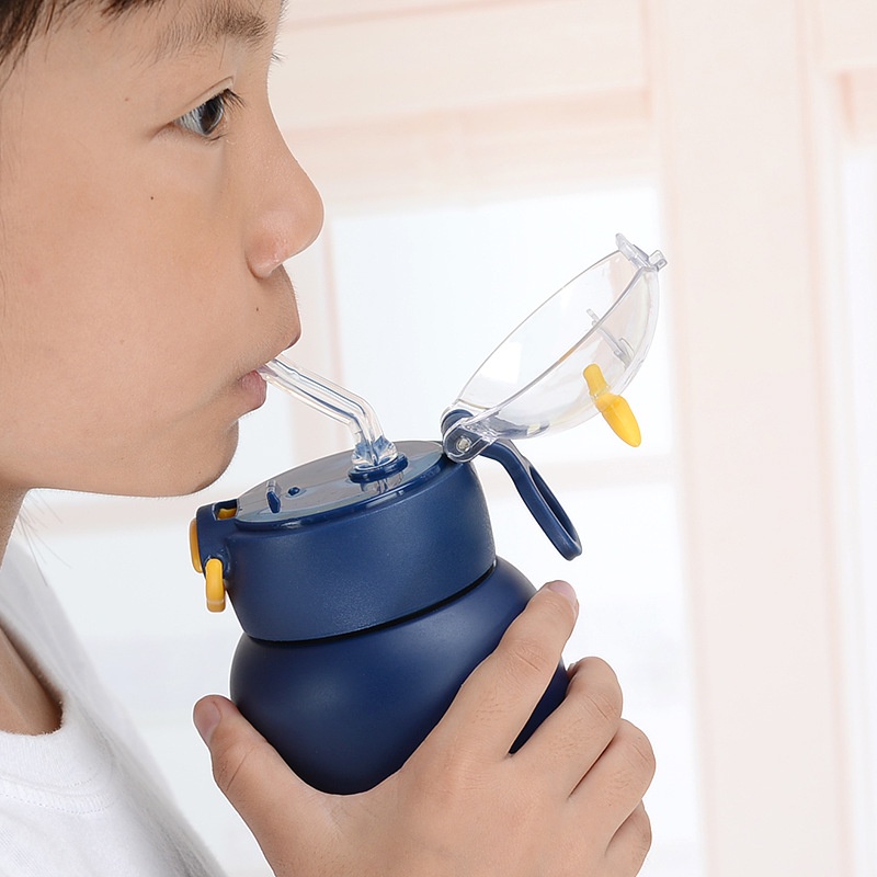 Bình nước inox cao cấp cho bé, bình giữ nhiệt vịt vàng cute cho bé đi học dung tích 420ml