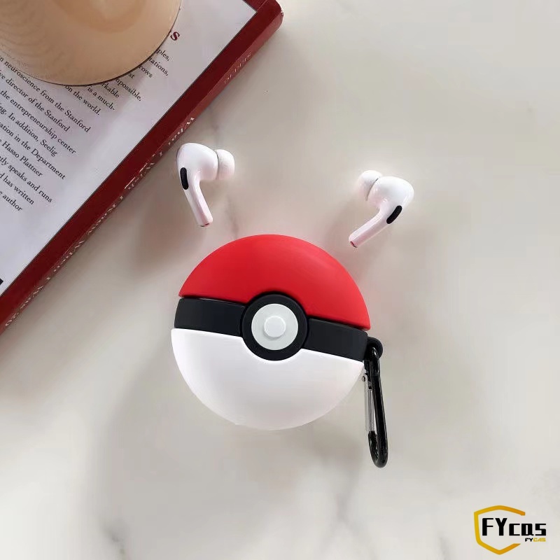 Vỏ Bảo Vệ Hộp Sạc Tai Nghe Airpod 1 2 3 Pro Bằng Silicon Mềm Hình Quả Bóng Poke Ball 3D Sáng Tạo Chống Sốc