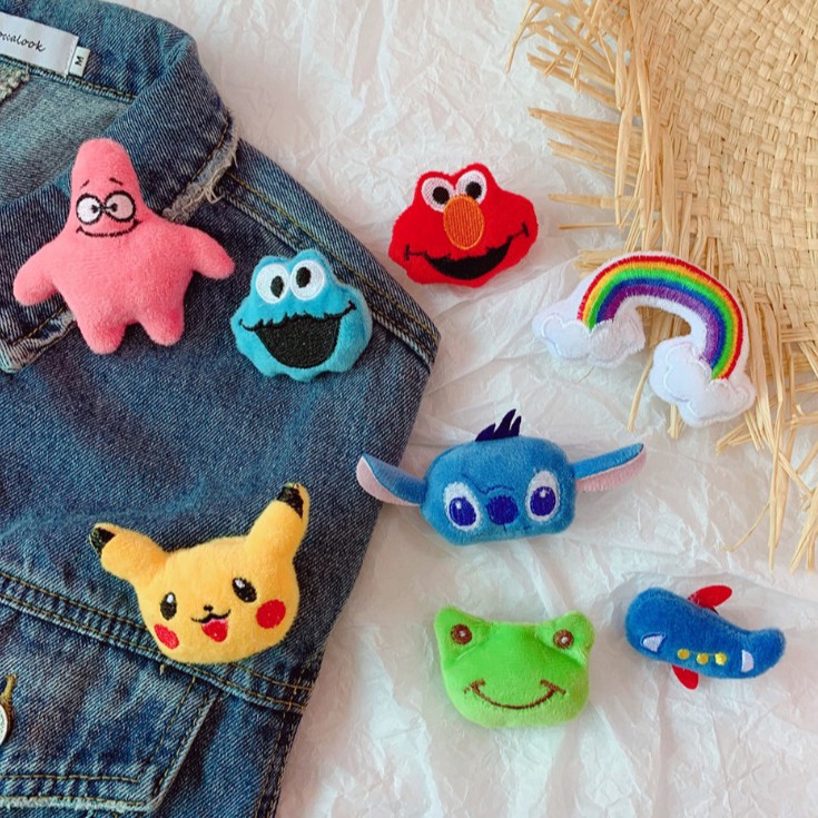 Huy hiệu trâm cài áo/balo/túi tote/giày/cặp xách hình thú nhồi bông phong cách ulzzang Hàn Quốc xinh xắn