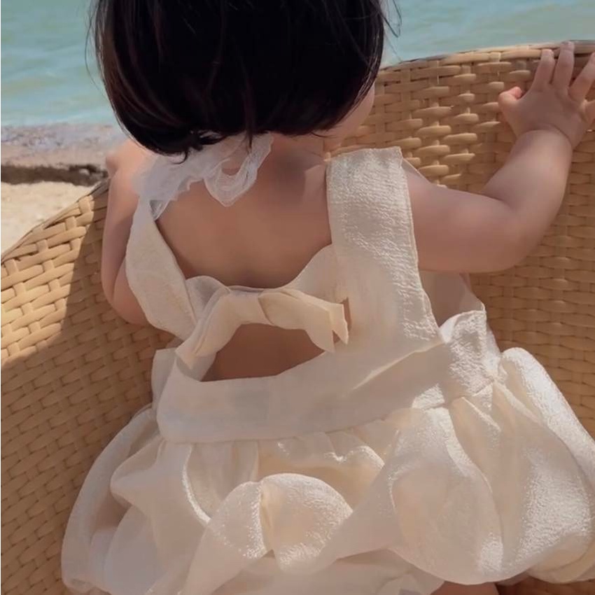Váy ao đi biển cho bé hở lưng nơ
