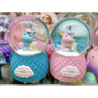 Quả cầu tuyết 12cm có nhạc và đèn mẫu unicorn dễ thương