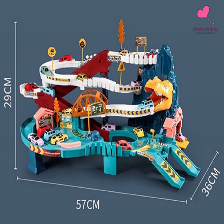 Đường Đua Ô Tô Khủng Long Chạy Tự Động Kết Hợp Nhạc Và Đèn Cho Bé