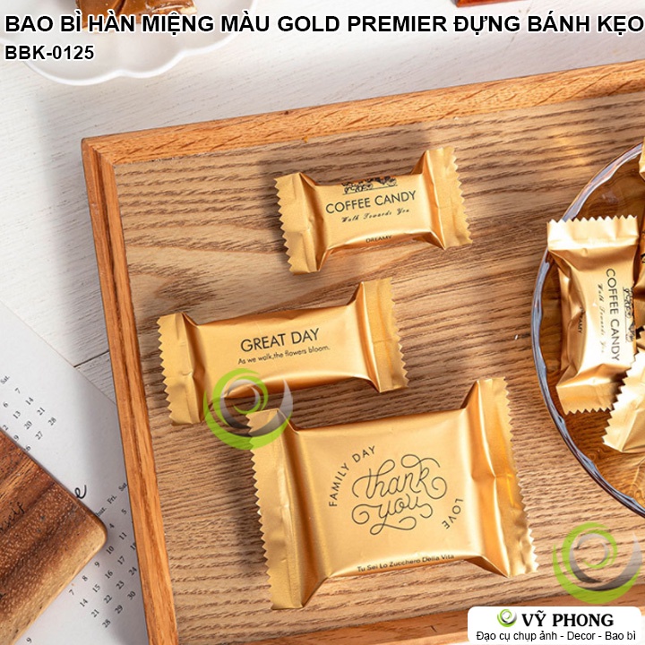 BAO BÌ TÚI NHỰA HÀN MIỆNG MÀU VÀNG GOLDEN SANG TRỌNG ĐỰNG BÁNH KẸO QUÀ TẶNG XUÂN NĂM MỚI DỊP LỄ TẾT NOEL BBK-0125