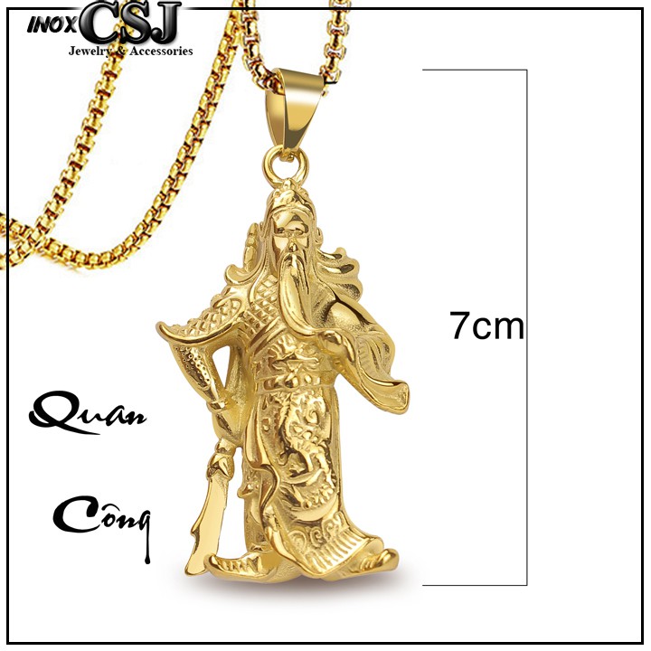 Mặt dây chuyền inox Quan Công màu vàng siêu đẹp, bền màu - Đem lại đẳng cấp phong độ cho người đeo (không dây)