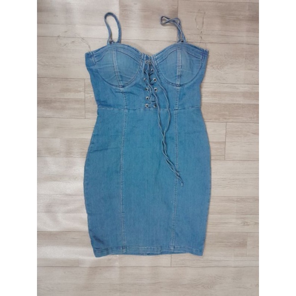 Đầm body 2s denim laceup đan dây VNXK bodycon jean mini dress hai dây nâng ngực buster sexy xuất khẩu dư xịn