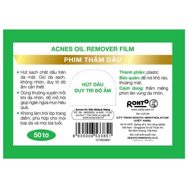 Phim thấm dầu Acnes Oil Remover Film 50 tờ