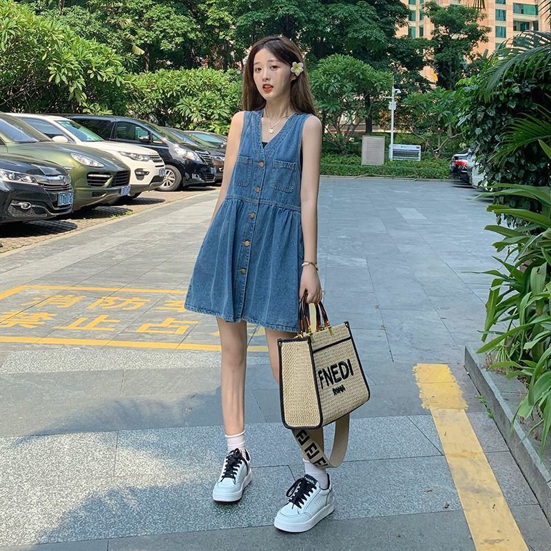 Đầm denim JSC không tay thời trang 2023