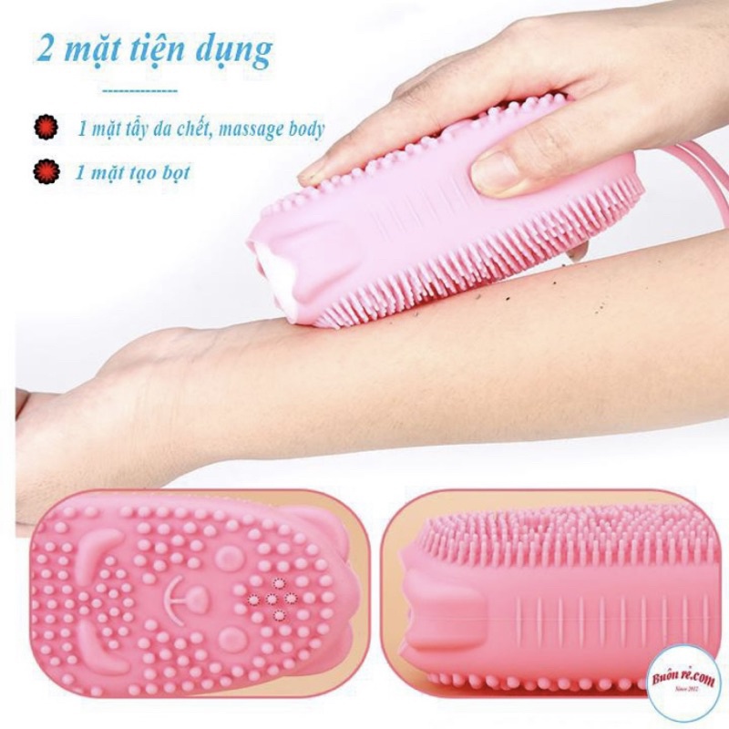 Bông tắm silicon tạo bọt, tẩy da chết matxa 2 mặt