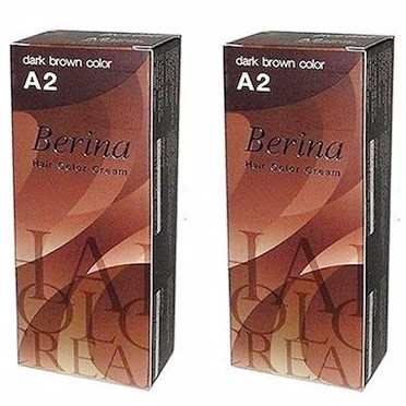 COMBO 2 HỘP Thuốc nhuộm tóc Berina Hair Color Cream 60ml ( NÂU ĐEN A2)