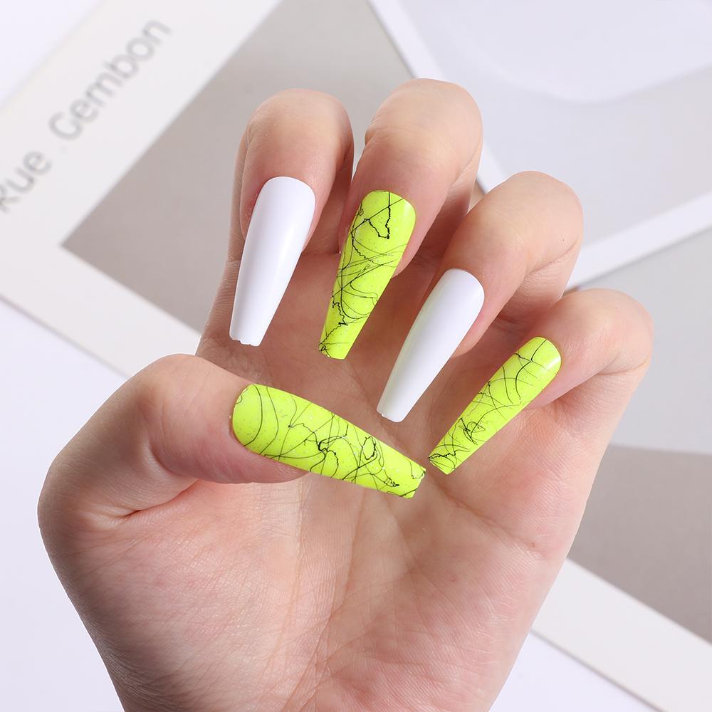 Móng Tay Giả Hình Chữ T Đính Kim Sa Lấp Lánh Thời Trang