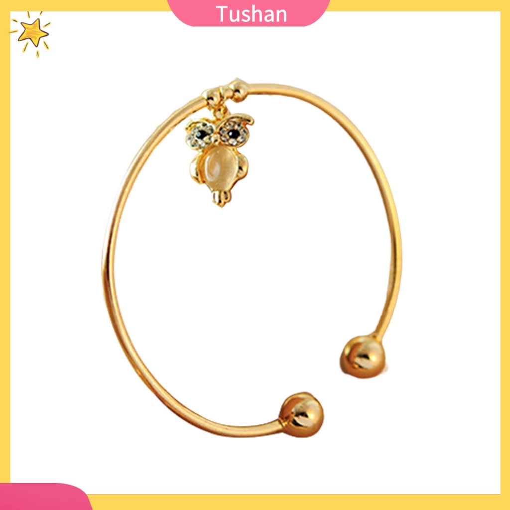 Vòng tay mạ vàng đính đá hình cú mèo đáng yêu