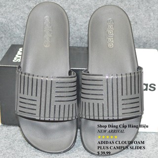 Dép Adidas Cloudfoam Plus Campus Sample màu đen đế đen quai đen sọc đen