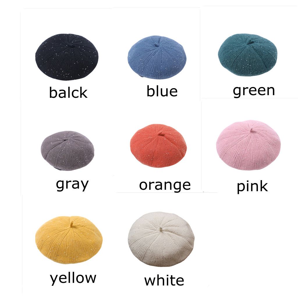 Mũ beret dệt kim giữ ấm mùa thu đông phong cách retro thời trang cho nữ