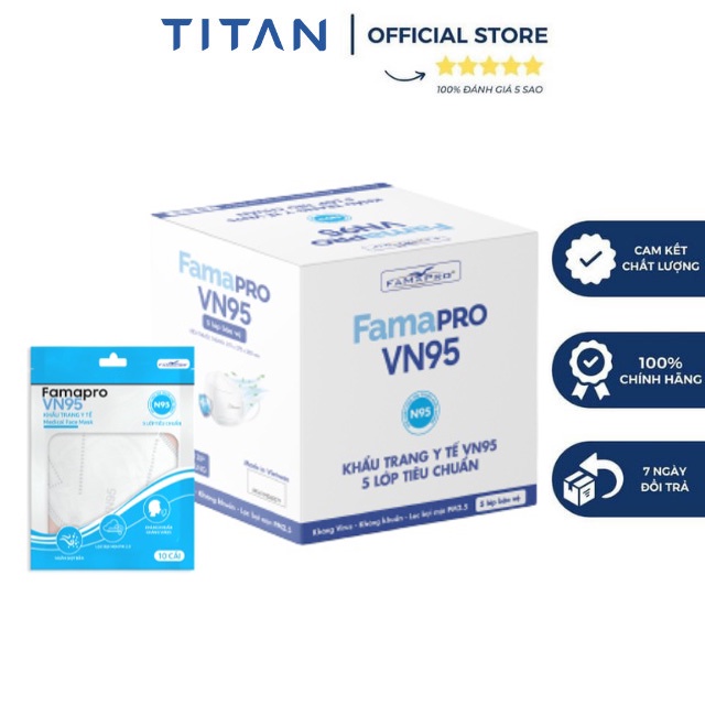 N95 5 Lớp - Thùng Vn95 FAMAPRO 5 lớp kháng khuẩn 30 Túi ( 10 cái/ túi)