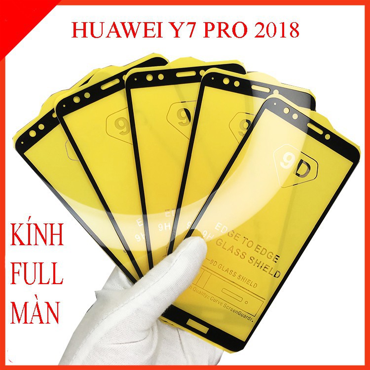 Kính cường lực huawei y7 pro y9 2019 nova 3i nova 2i p30 lite y9 prime nova 5t full màn hình 9D tặng kèm khăn lau [THF]