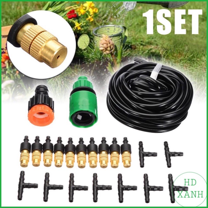 [SIEURE]  Bộ KIT Phun Sương Tưới Cây Tự Động gồm 20 Béc Bằng Đồng Cao Cấp kèm 25m Dây và đầy đủ phụ kiện cực chất.