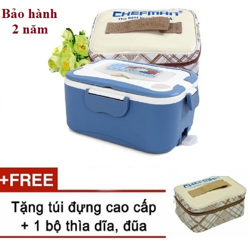 Hộp cơm hâm nóng Chefman CM 113i inox - Hàng chính hãng - Tặng kèm túi đựng hộp cơm