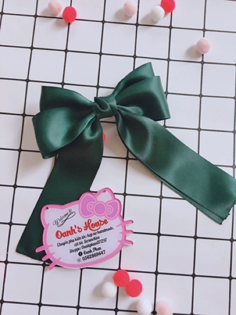 Kẹp nơ satin silk basic 2 tầng