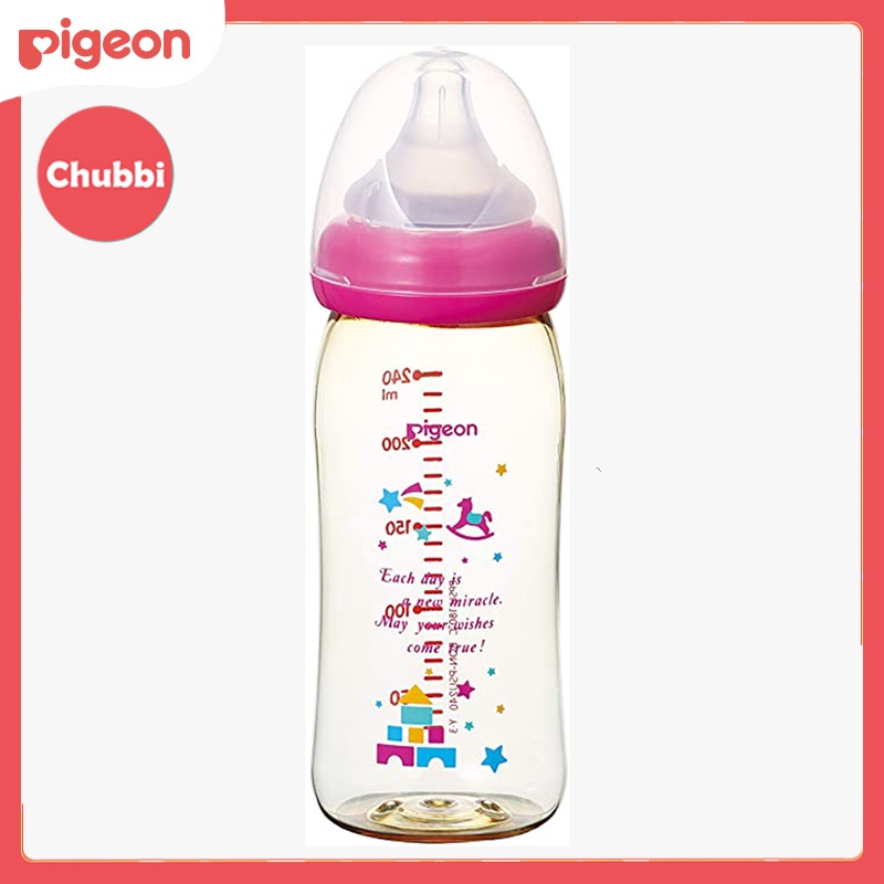 Bình Sữa Pigeon PPSU Plus Cổ Rộng Hình Đồ Chơi 160/240ML