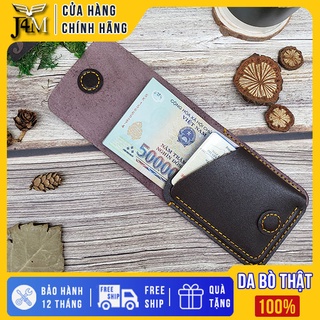 Ví sen 3, da bò thật, bóp ví mini cầm tay cho nam và nữ đựng tiền và thẻ, bh 24 tháng 1 đổi 1