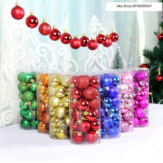 Trọn Bộ 24 Trái Châu Đẹp đủ màu đủ cỡ trang trí Giáng Sinh,cây thông,nhà cửa Noel