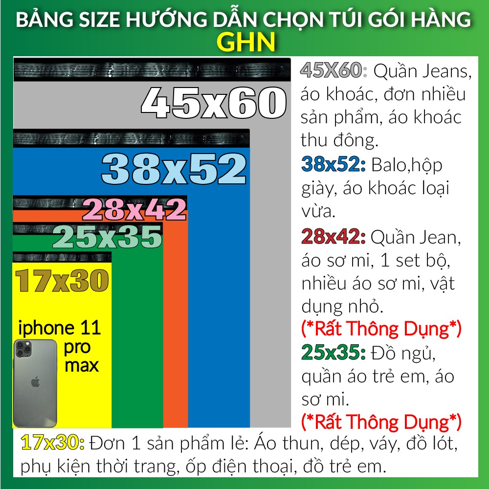  [17x30cm] 50 Túi Gói Hàng, Niêm Phong, Đóng Hàng, Bao Bì Gói Hàng Tự Dính GHN