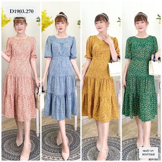 ĐẦM HOA NHÍ TAY LỬNG KÈM DÂY - D1903