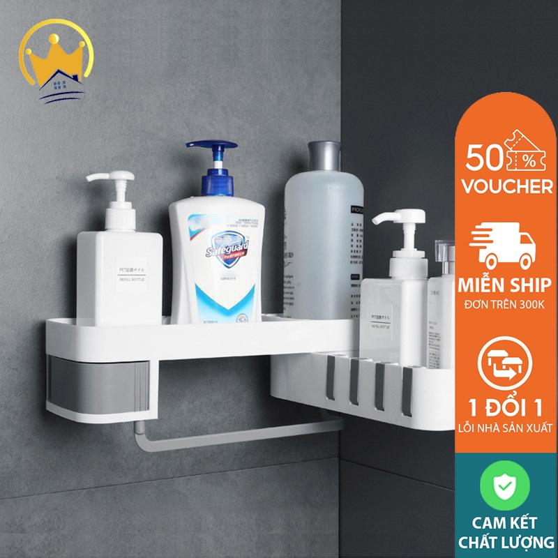 Kệ giá góc để đựng đồ phòng nhà tắm dán treo tường thông minh xoay 180 độ gấp gọn đa năng, tiện lợi ,an toàn