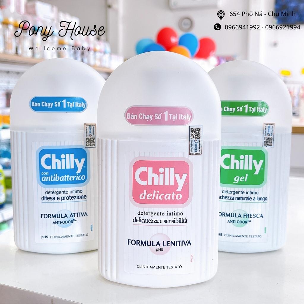 Dung dịch vệ sinh phụ nữ Chilly Gel Ngăn Mùi Kháng Khuẩn Se lạnh, bùng tươi mát - số 1 tại Italy - (200ml/chai)