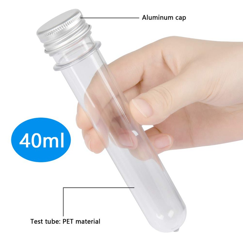 Set 30 Ống Nghiệm Trong Suốt 40ML Bằng Nhựa Có Thể Tái Sử Dụng Kèm Nắp Vặn