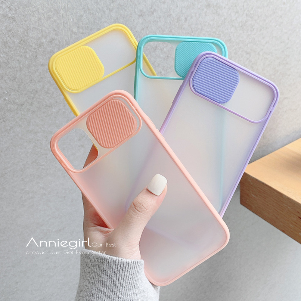 Ốp điện Thoại TPU Nhám Viền Màu Kẹo Có Thanh Trượt Bảo Vệ Camera Cho IPhone 12 11 Pro Max X Xs Max XR 8 7 Plus SE 2020 | BigBuy360 - bigbuy360.vn