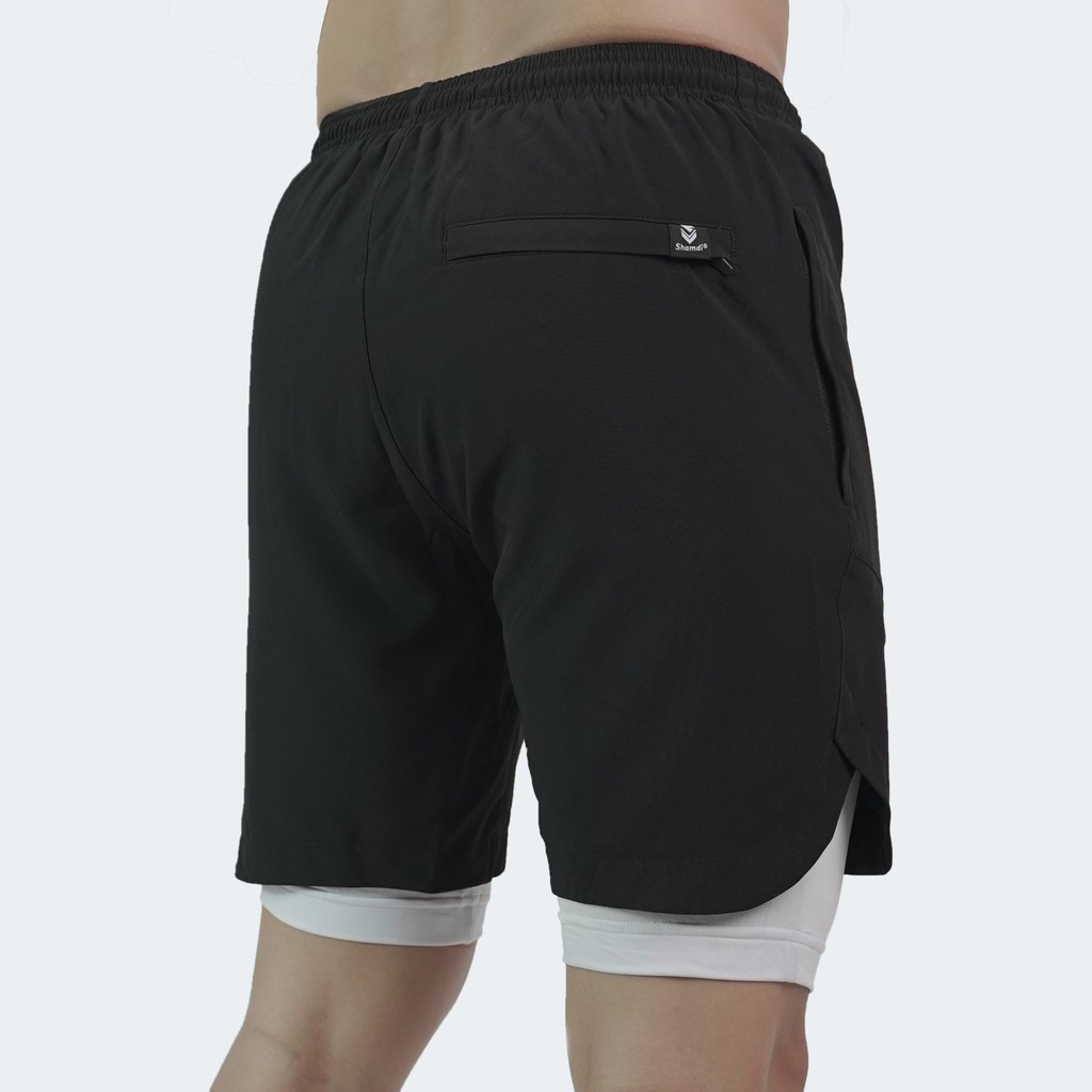 Quần đùi tập gym short 2 lớp nam SHAMDI quần 2 lớp form chuyên gym, thoải mái lúc vận động - 945