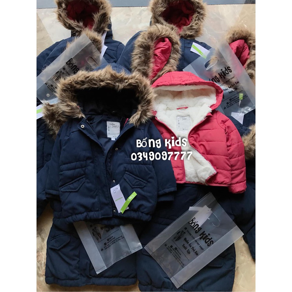 Set 2in1 Áo Parka Bé Gái Kèm Phao Lót Lông Navy/Pink Verbaudet