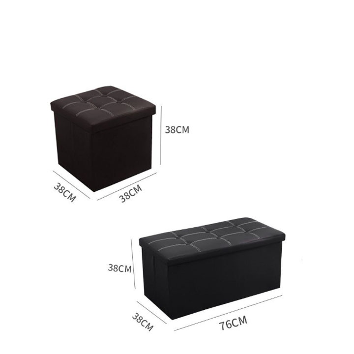 Ghế ngồi kiêm thùng đựng đồ, bọc da có vân  decor phòng khách màu xám