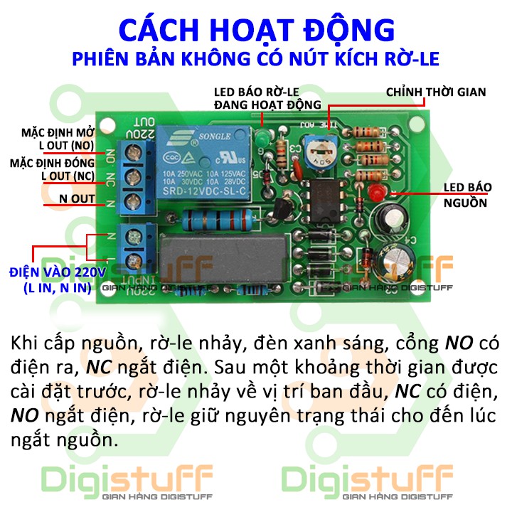 Rờ le  mạch trễ 220V bật / ngắt dòng điện tự động