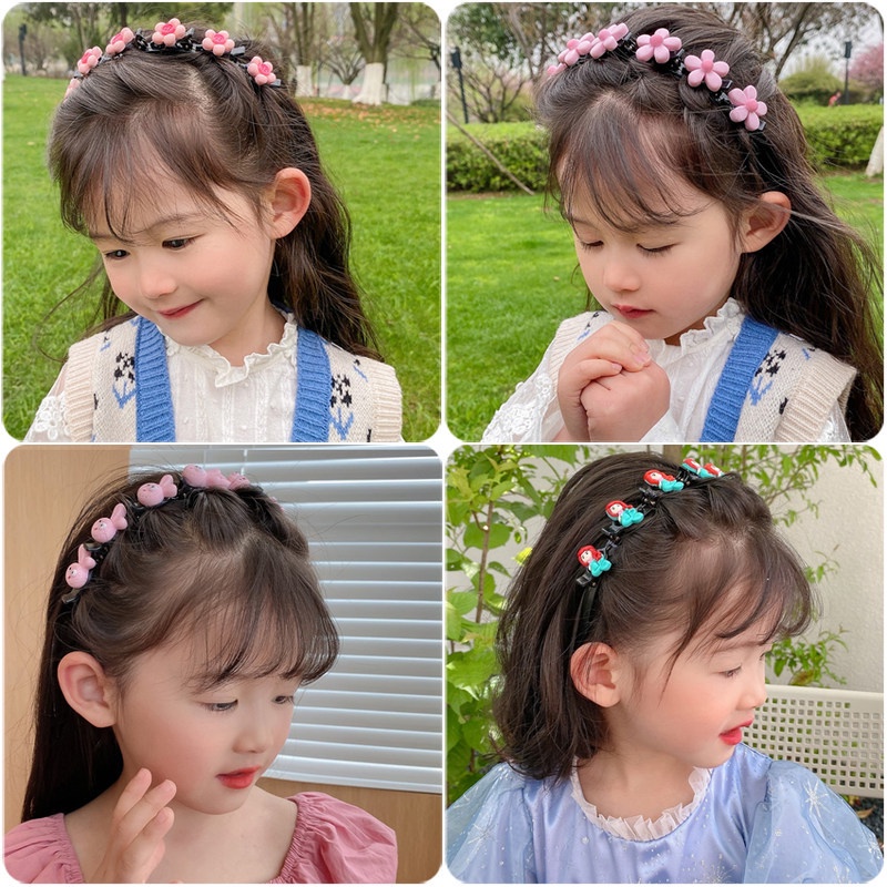 Băng Đô Bện Hoa Thời Trang bangs Nhiều Lớp Với Thiết Kế Răng Cá Sấu Cho Trẻ Em