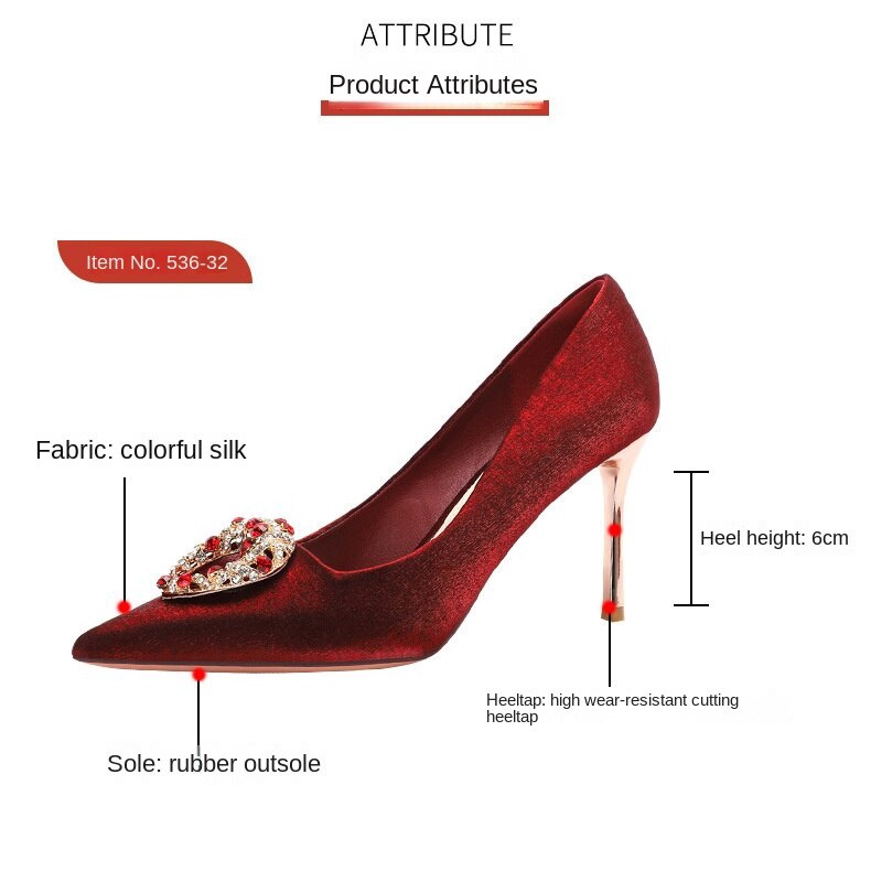 Giày Cao Gót Mũi Nhọn Màu Đỏ Size Lớn Phong Cách Mới 2021