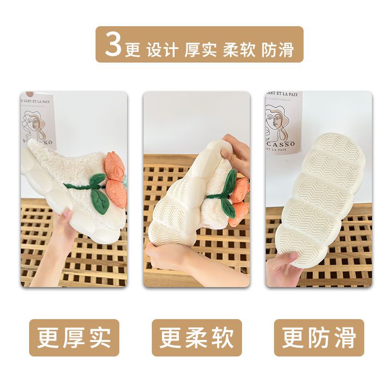 Dép Đi Trong Nhà Đế Dày Mềm Mại Chống Trượt Thời Trang Mùa Đông Cho Nữ