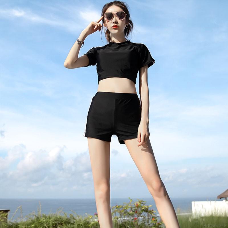 [Mã FAMAYWA giảm 10K đơn 50K] Bộ Đồ Bơi Ngắn Tay Màu Trơn Đơn Giản Cho Nữ | BigBuy360 - bigbuy360.vn