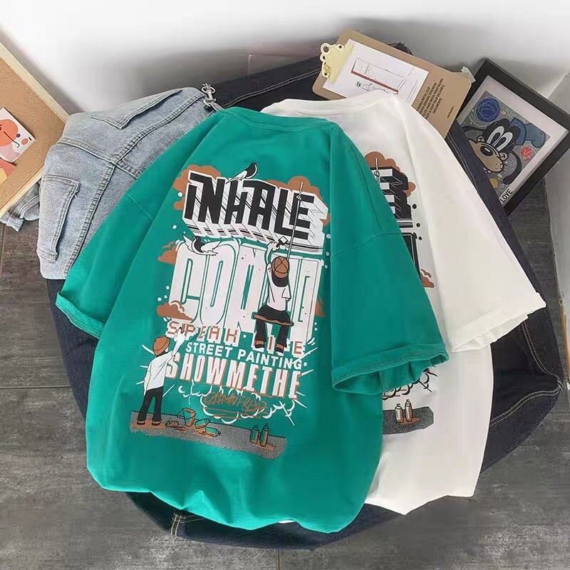 [ Rẻ vô địch] Áo thun cotton tay lỡ dáng rộng unisex - TNHTLE