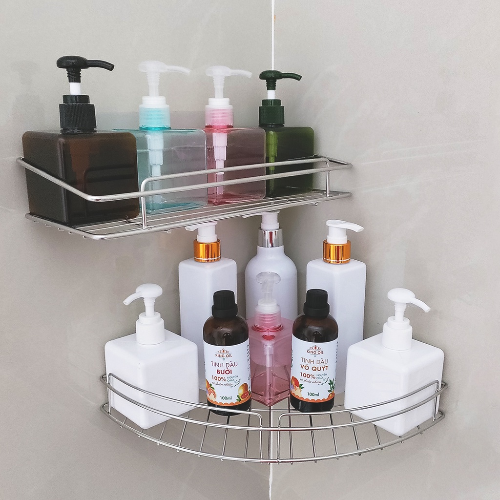 Kệ dán tường nhà tắm inox size lớn 40x14 cm , giá để đồ nhà tắm INOX đa năng chịu lực Living C